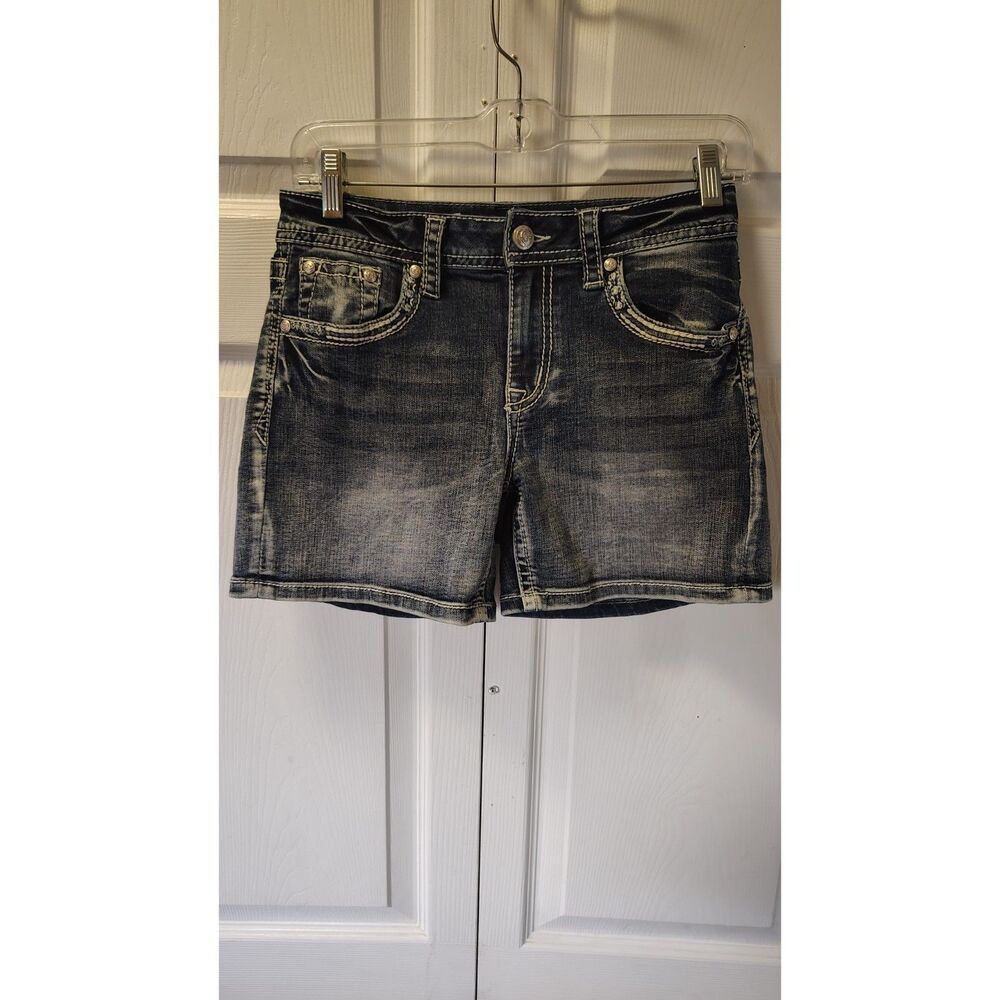Grace in LA Distressed Embellished Denim Shorts - Size 26